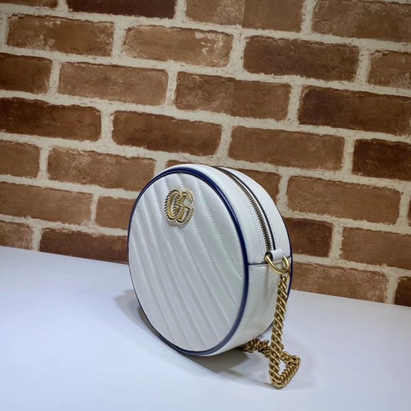 AAA+ 550154 Gucci GG Marmont Round Shoulder Bag Matelasse White Leather Dola Gucci 79874